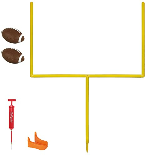 GoSports - Juego de Goalpost de fútbol Americano Pro Kick Challenge de 2,4 m, con 2 balones y tee para patear, tamaño Real para Patio Trasero