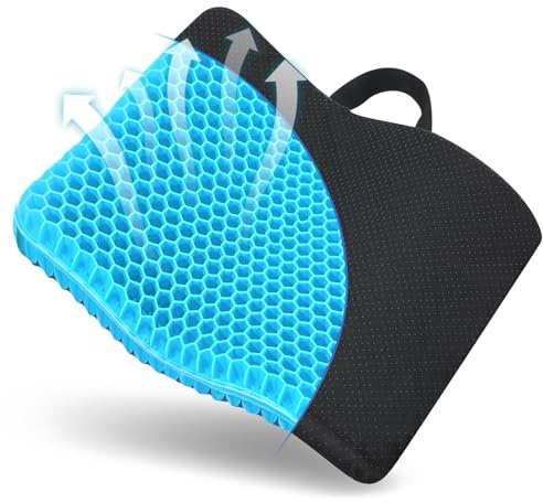 Cojín de Gel Multifuncional Cojín de Gel para Asiento de Oficina, Cojín cojin coxis ortopedico, Cojín de Silla de Apoyo Transpirable con Funda Antideslizante, Ideal para Coche, Oficina y Silla Ruedas