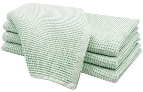 ZOLLNER 4er Set Geschirrtücher Baumwolle in 50x70 cm - saugstarke und langlebige Küchentücher in grün - waschbar bis 60°C – mit Aufhänger - Gastronomiequalität - Oeko Tex® Zertifiziert