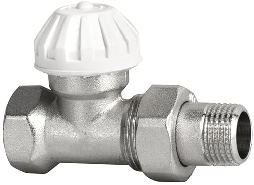 KNM Trade Thermostatventil Durchgangsform Weiß ABS 1/2 | Heizkörperregler, Verchromtes Gehäuse, präzise Einstellung, 10 Bar max., robust und langlebig