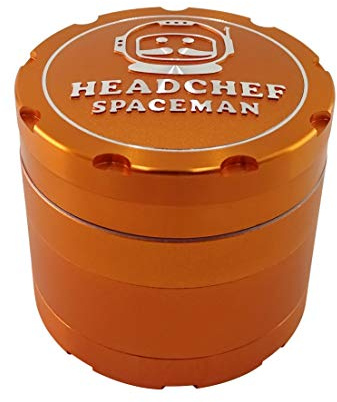 Headchef Spaceman Metal Herb Grinder with Laser Beam Cut, Ultra Sharp Teeth and Sifter Scraper, 4 Piece Grinder, 55mm (Mars Red)