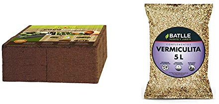 Flower 80142 80142-Coco, 70 l, No Aplica, 30x30x10 cm + Sustratos - Sustrato Vermiculita 5L - Batlle