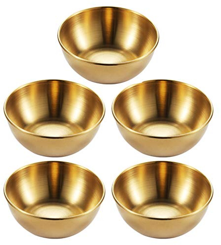Cabilock Lot de 5 coupelles rondes en céramique - Pour apéritifs, apéritifs, sauces, épices, collations, fruits - Pour sauce soja - Doré Z2AEM2SK14T2631UJX0DA