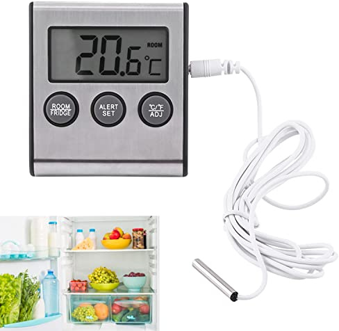 Tyenaza Ofenthermometer Digitale LCD-Kühlschranktemperatur-Kühlschrank-Gefrierschrank-Max/Min-Aufzeichnungsfunktion mit großem LCD-Display