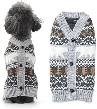 ABRRLO Weihnachten Hund Pullover Dog Sweater Hundepullover Haustier Hundepulli Warm Welpe Kleine Mittel Hunde (L, Eisbär)