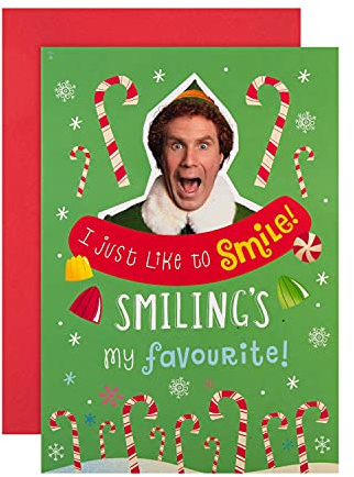 Hallmark Weihnachtskarte – Lustige Warner Bros 'Smiling's My Favourite' Elf Pop-Up-Design