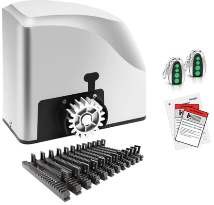 TOPENS RK500T Automatic Sliding Gate Opener Rack Drive Electric Gate Motor for Heavy Driveway Slide Gates Up to 1300 Pounds, Security Gate Operator AC Powered with Nylon Gear Rack and Remote Control
