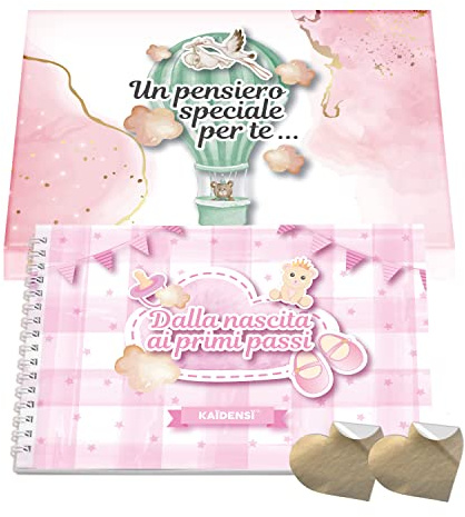 Idea Regalo Originale Neonato Femmina Maschio - Libro Dei Ricordi Bambina dalla Nascita ai Primi Passi - Organizer Originale - Lista Bascita Bebè
