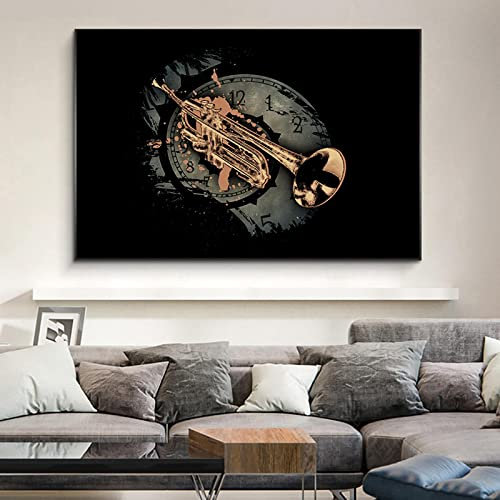 Leinwand Wanddekorationen Trompete Kunst Bilder Druck und Poster Nordischer Musikkünstler Moderne dekorative Gemälde für Zuhause 23,6 x 35,4 (60 x 90 cm) Kein Rahmen