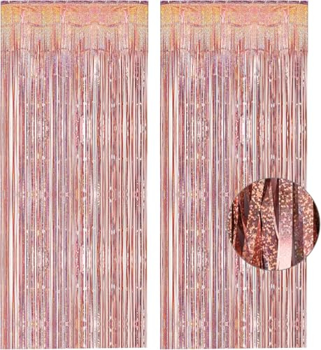 Rose Gold Tinsel Curtain Party Backdrop 2 Packs