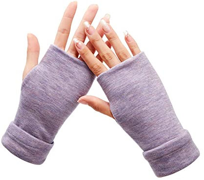 Liyinco Winter Lange Plüsch Fingerlose Handschuhe Frauen Warme Plüsch Fingerlose Handschuhe Büro Outdoor Warme Fingerlose Handschuhe Lila Einheitsgröße