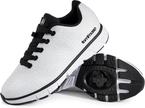 Tommaso Verona SPD Spin Shoes for Women Indoor Cycling, Ready-to-Ride Cycling Shoes for Women with Pre-Installed SPD Cleats, Works with Most Indoor Spin Bikes & Road Bikes—White—Size 7US—37EU
