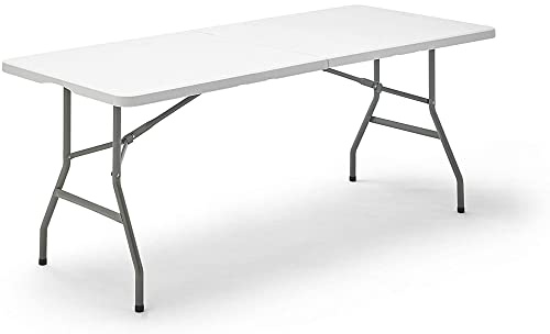 WELL HOME MOBILIARIO & DECORACIÓN Mesa Rectangular Plegable Multifuncional 183 x 76 x 74 cm, Sistema Compacto de Plegado de Patas y asa para su Desplazamiento