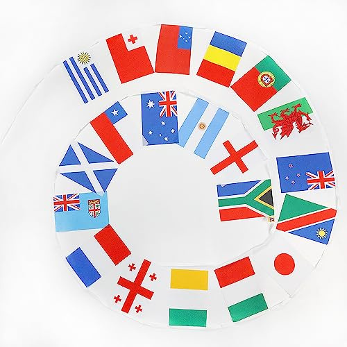 AZ FLAG Wimpelkette Rugby-Weltmeisterschaft 2023 8 m 20 Flaggen | Für innen und außen Creuse Flaggenkette Flaggen auf verstärktem Band vernäht leichtes Polyester
