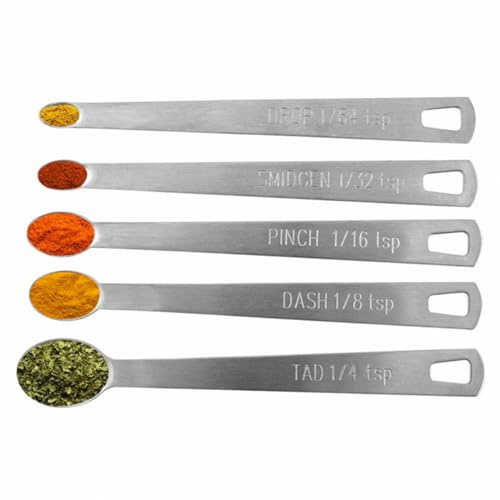 Alnicov 5 Piezas Mini cucharas medidoras de Acero Inoxidable Cuchara medidora de condimentos para Hornear Accesorios de Cocina
