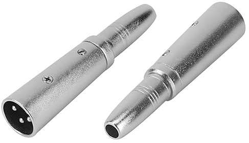 GEEKRIA for Creators XLR-Stecker auf 1/4 Zoll (6,35 mm) TRS-Buchse, Mikrofonkabel-Adapter,kompatibel mit Shure MV7,SM58,SM57,PGA58,FIFINE K688,Behringer xm8500 Mikrofonkabelstecker(Silber, 2 Stück)