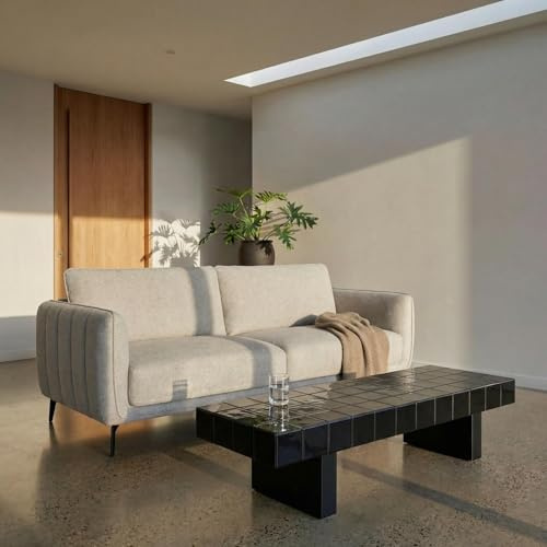 Furnhouse Selena 3-Sitzer Sofa | Stoffbezug mit Taschenfederkern | B 197 cm Grau – Skandinavisches Design & Hoher Komfort