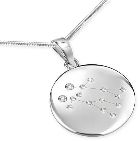 LillyMarie Sternzeichen Kette Silber 925 Personalisierte Halskette mit Anhänger Damen Geschenk für Frauen Weihnachten Geburtstag Valentinstag