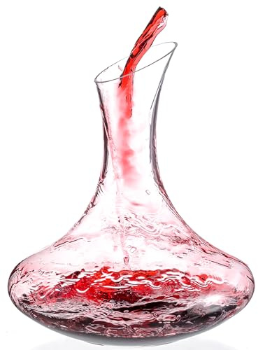 Large Fancy Wine Decanter, 1900ml/64oz Elegant Red Wine Carafe Decanter, Hand Blown Lead-Free Crystal Glass Wine Carafe for White and Red wine, Wine Accessories,Gifts for Christmas