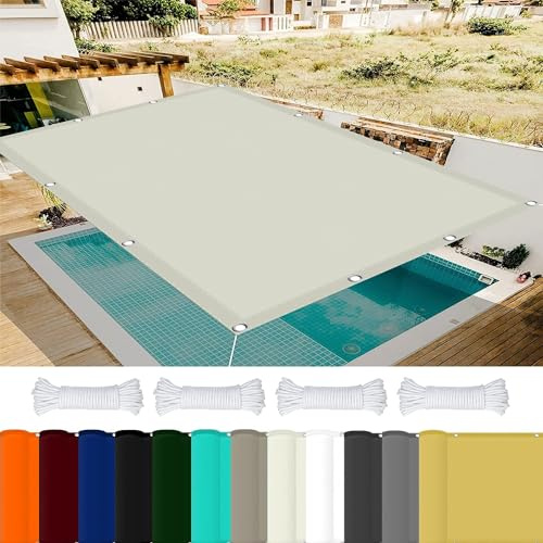 Sonnensegel Quadrat Wasserdicht 1.5 x 2.5 m 98% UV Schutz Rechteckig Sonnenschutz Netz mit Ösen Und Kordel Reißfest für Balkon Terrasse Garten Camping, Elfenbein