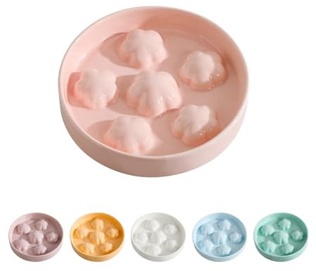 Gamelle Anti Glouton pour Chat en Céramique - Style Pastel - Bol Nourriture Anti Vomissement avec Labyrinthe Interactif - Rose - 16 x 3 cm
