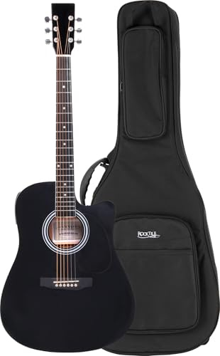 Classic Cantabile WS-10BK Set de Guitarra Western con Funda - Estilo Dreadnought - negro - con pickup, EQ y afinador incorporado - incluye funda blanda