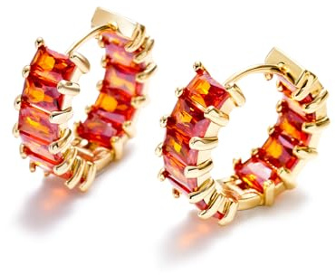 MESOVOR Creolen Ohrringe mit Zirkonia für Damen, 18 Karat Vergoldete Mehrfarbige Zirkonia-Ohrringe, Schmuck, Geschenke für Frauen und Mädchen