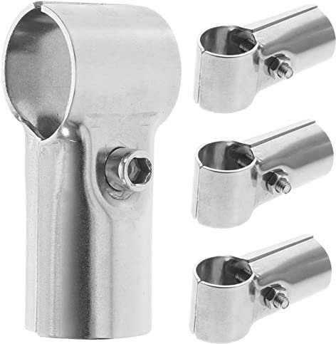 HOMOCONO 4pcs 25mm Stainless Steel Pipe Clamps Panel Clamps for Chain Link Fence and Woodworking Shelf End Rail T-clamp Fasteners for Greenhouse and Farm Shelves