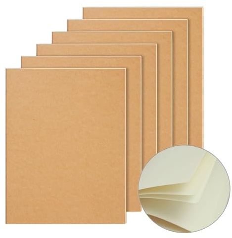 YBCPACK Kraft Notizbuch A4 Blanko, 6 Notizbücher Set, leeres Notizheft, Skizzenbuch A4 mit 64 Seiten (32 Blätter), Notizblock für Büro, Schule & Reisen (21.6x28cm)