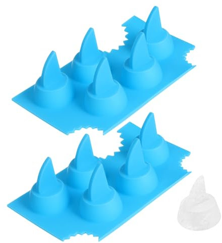 Cabilock Shark Ice Cube Tray Silicone Mold Sky Blue 2pcs Shark Fin Ice Cube Molds for Party Cocktail Drink Jelly Baking Kitchen Use