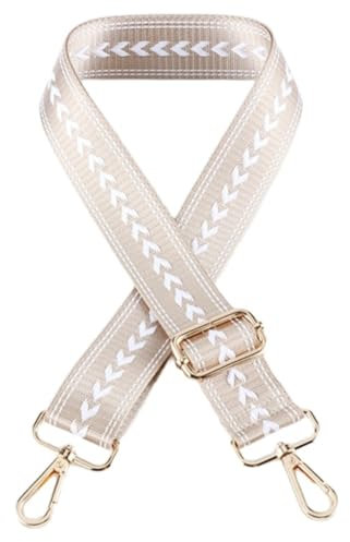 Whakano Gurt für Umhängetasche Riemen 3,8cm Breit,Verstellbar Taschengurte Zum Wechseln,Längenverstellbarer 75-130cm Schulterriemen,Taschen Strap für Crossbody,Schultertasche,Golden Schnalle,Beige