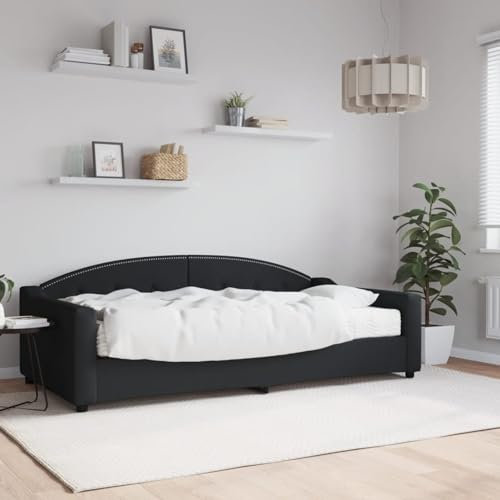Xichuzi Tagesbett mit Matratze Schwarz 100x200 cm Stoff, Schlafsofa, Daybed, Bettsofa, Sofa Bed, Sofabett, Schlafcouch, Jugendbett, Bettgestell, Bettcouch - 3197519