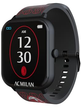 TECHMADE Ac MIlan Smartwatch, orologio digitale con pochetta incluso, schermo rettangolare full touch, chiamate, notifiche, funzione SOS, sport, compatibile con IOS e android (Milan 3)
