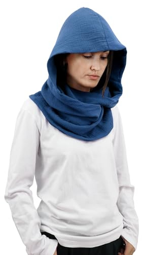 DigiTizerArt Mittelalterliche Leinen Baumwolle Cowl Hood Schal Vintage Goth Cape Kostüm Accessoire Multifunktionale Mode Pullover Schal Kapuzenschal Cowl für Männer Frauen
