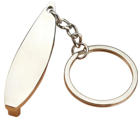 Sportigo ® Porte-clés planche de surf avec décapsuleur de couleur argenté/ouvre-bouteilles, pendentif, surf, plage, mer, vacances, sports nautiques, soleil, idée cadeau