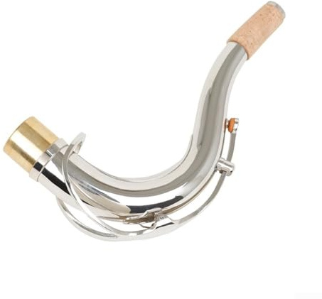 Zoegneer Sassofono tenore con collo curvo, in ottone, diametro 27,5 mm, per la maggior parte dei sassofoni tenori, argento