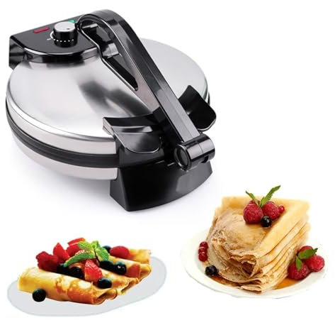Electric Tortilla Maker 1800W, 12 Inch Non-Stick Roti Maker Machine, Double-Sided Heating with Indicator Light for Homemade Tortillas, Rotis, and Chapatis