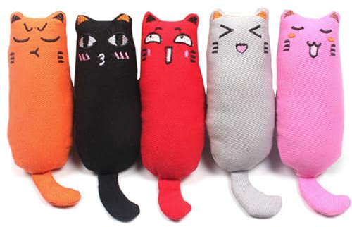 YuCool 5 juguetes de hierba gatera para interiores interactivos para masticar gatos suministros