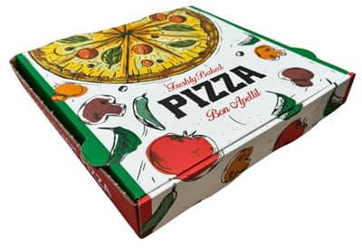 NoblesBox Pizzakarton, Pizzabox, Pizzakasten, stabil, Kraft, Pizza, Karton, Box, Pizzeria, weiß (weiß 26 x 26 x 4 cm, 50 Stück)