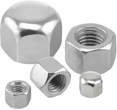 5 Stück Sechskant Hutmuttern M10 niedrige Form Edelstahl A2 DIN 917 Kappenmuttern WIBTEC®