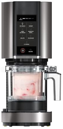 Gelatiera, macchina per gelato e dessert congelati, 1,4 l, 3 vasetti, 7 programmi, per gelati, sorbetti, frullati, frappè, nero/argento