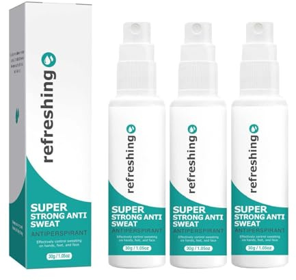 Desodorante en aerosol antitranspirante, desodorante contra la hiperhidrosis, para manos, pies y cabeza, evita la sudoración intensa, invisible, sin residuos y respetuoso con la piel, protección