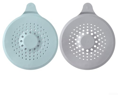 Acchiappasogni in silicone con robusta ventosa, coperchio di scarico per vasca da bagno e lavandini (verde + grigio)