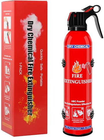 1 Pack ABC Dry Chemical Fire Extinguisher, Portable Dry Powder Fast-Acting Fire Extinguishers with Mount, Suitable for Home, Car, Boat, Truck, Electrical, Grease Fires