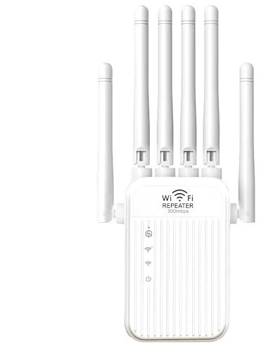 Repetidor WiFi, Amplificador de señal WiFi, 6 Antenas, 2 Puertos LAN, Extensor WiFi/WiFi, Amplia Cobertura, Adecuado para oficinas y hogares (R09)