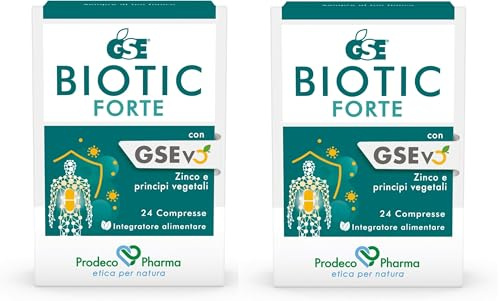 Prodeco Pharma GSE Biotic Forte 48 Compresse - Integratore Alimentare con GSEvo Zinco e Principi Vegetali - 2 Confezioni da 24 Compresse