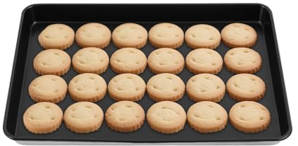 Teglia da forno antiaderente nera, grande teglia in alluminio, 60 x 40 x 4,6 cm, rettangolare, per biscotti, torte, pizza e verdure, resistente al calore fino a 250 °C