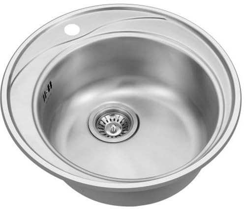 Fregadero Circular Infiniton Reale1C, Ancho Especial, Orificio para Griferia, Acero Inoxidable, Un Seno con orificio, Forma Circular