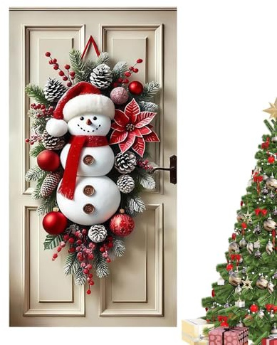 Decoraciones navideñas para puertas - Gran decoración del hogar - Letrero navideño para la puerta principal - Para interior y exterior, dormitorio, sala de estar, terraza, oficina,