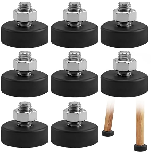 TIANLIN 8 Piezas Pies de Goma Atornillables, Amortiguadores de Goma M12 X 21 mm, Diámetro de Base 42 mm, Pies para Muebles M12 para Armarios, Mesas, Sillas, Sofás, Vitrinas (Negro)